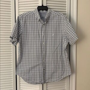 Nautica White and Blue Plaid Shirt